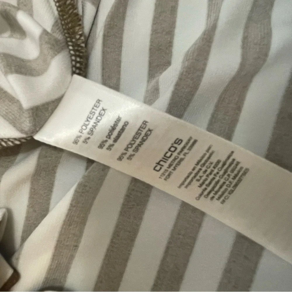 Chico’s 3 US XL Top Shirt Brown Striped 3/4 Sleeve Round Neck Stretch Women’s - Picture 8 of 8